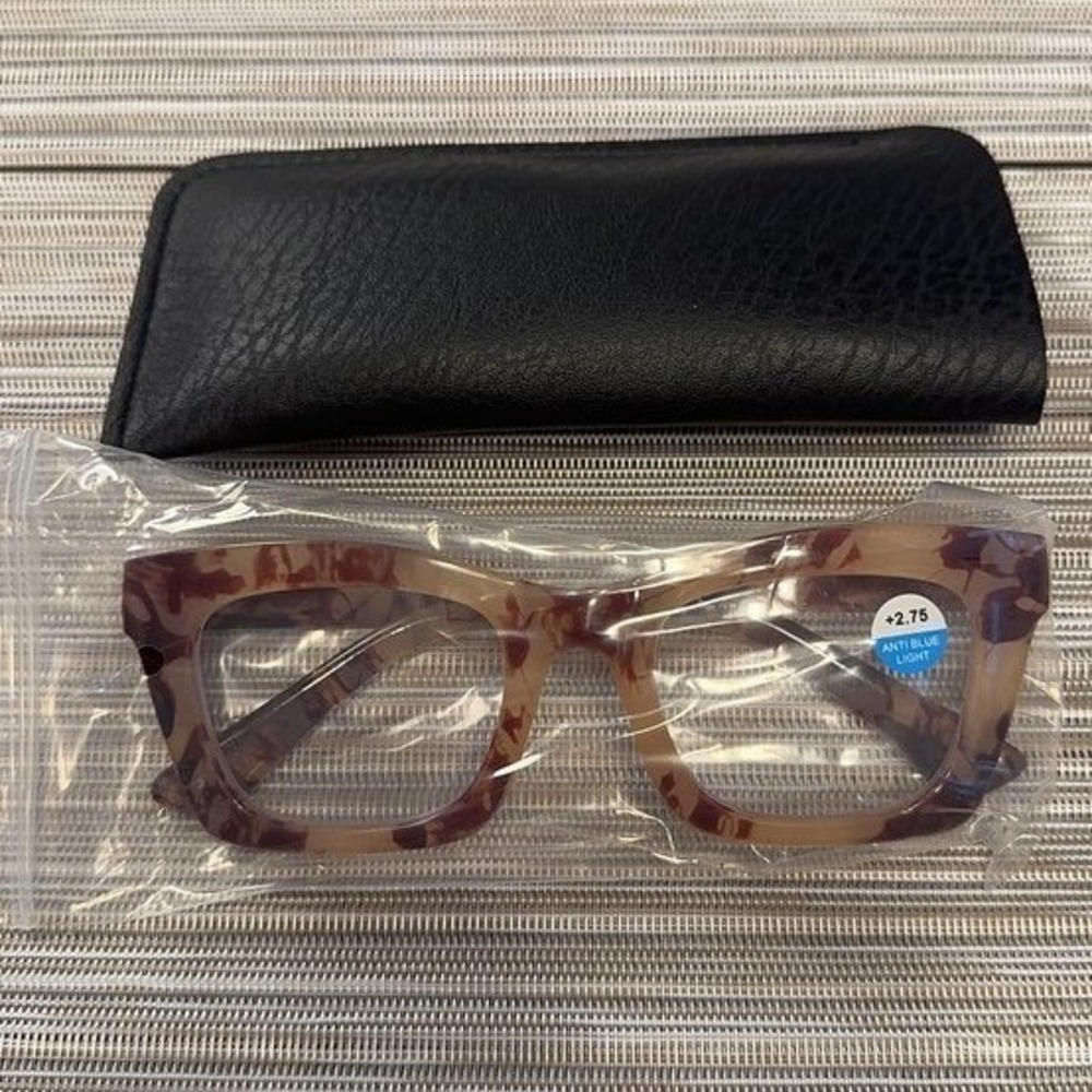 Tortoise Shell Square Reading Glasses +2.75 Anti Blue Light Blocking Readers